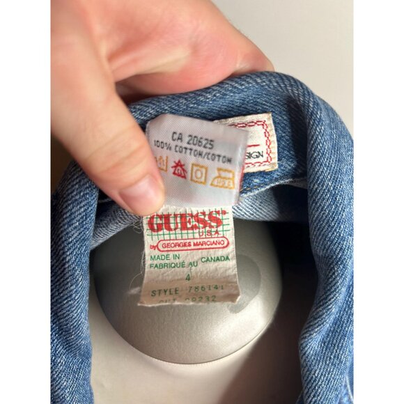 Jacket sweater shirt denim Collared coat spring fall vintage GUESS size M/L - Picture 3 of 7